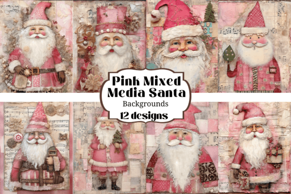 12 Pink Christmas Santa Papers: A Designer's Guide to Festive Mixed Media