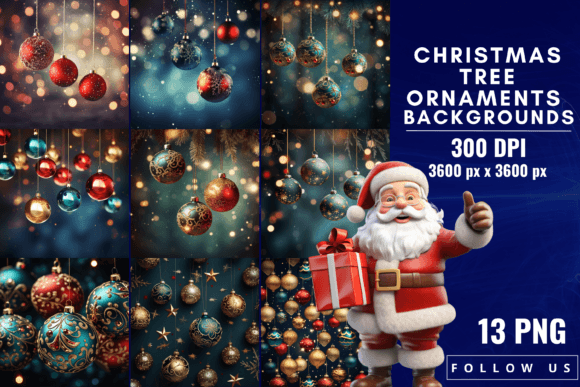 Christmas Tree Ornaments Backgrounds: A Festive Design Asset