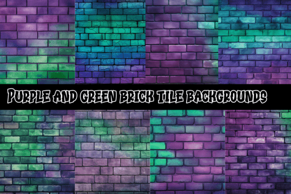 Elevate Designs with Purple & Green Brick Tile Backgrounds