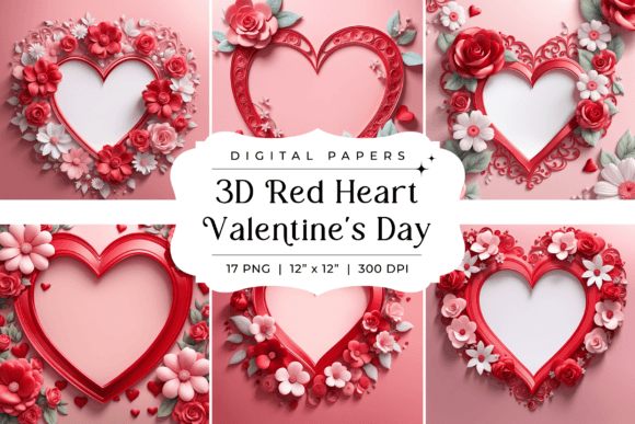Elevate Your Valentine's Designs with 3D Red Heart Backgrounds