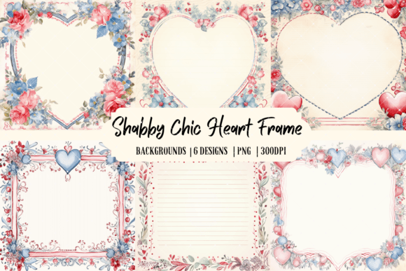 Embrace Soft Romance: Shabby Chic Heart Frame Backgrounds for Your Designs