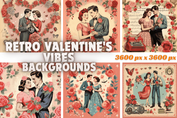Infuse Your Projects with Nostalgic Charm: Retro Valentine's Vibes Backgrounds