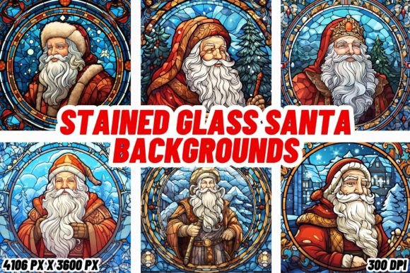 Stained Glass Santa Backgrounds: A Designer's Festive Toolkit