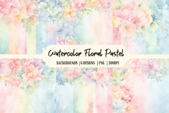 Watercolor Floral Pastel Backgrounds for Creative Projects