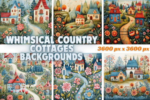 Whimsical Country Cottages Backgrounds: A Rustic Retreat for Your Designs